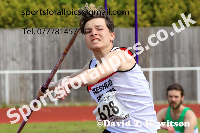 Mens Under-20s Javelin, 2023 North Eastern Track and Field Champs., Middlesbrough Sports Village, Middlesbrough. Photo: David T. Hewitson/Sports for All Pics